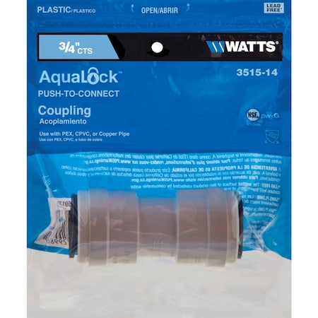 Watts 3/4'' x 3/4'' Quick Connect Plastic Coupling 3515-14