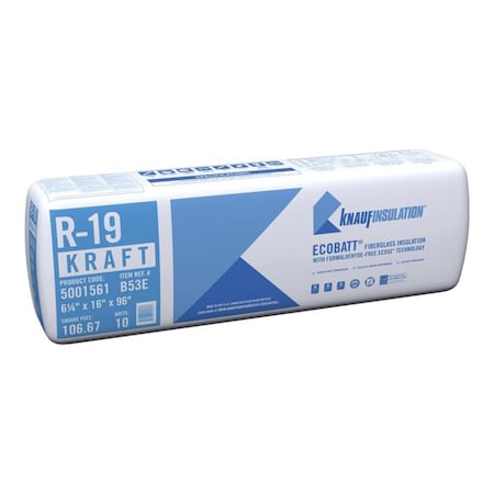 Knauf R-19 Kraft Faced Fiberglass Roll Insulation, bundle of 4 bags, covers 426.68SF, 4PK 5001561