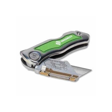 Green Leaf Utility Knife with Blades, 7 in L, Utility, Stainless Steel, Silver/Green 332-0652-22