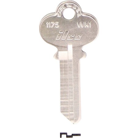 Kaba Ilco Weslock Nickel Plated House Key, WK1 / 1175, 10PK AL4126800B