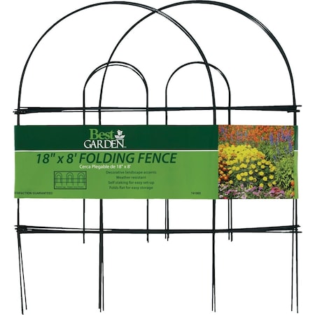 Best Garden 8 Ft. Powder-Coated Green Wire Folding Fence 741965