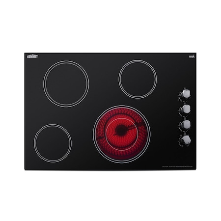 Summit 30in Wide 208-240V 4-Burner Radiant Cooktop CR4B30MB