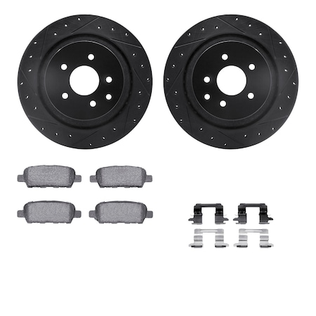 Dynamic Friction Co DFC Rotors-Drilled & Slotted-Black w/ 5000 Advanced Brake Pads Incl Hdw 8512-68011