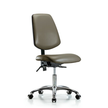 Blue Ridge Ergonomics Vinyl Chair Chrome, Desk, Med Back, Tilt, Casters, Taupe BR-VDHCH-MB-CR-T1-A0-CC-8809
