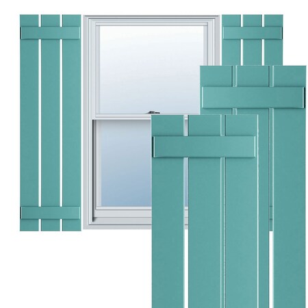 Ekena Millwork True Fit PVC, Three Board Spaced Board-n-Batten Shutters, Pure Turquoise , 17 1/8W x 74H, PR TFP101SBF17X074PT