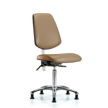 Blue Ridge Ergonomics Clean Room Chair Vin Med Ben Chair, Med, Bk, Taupe, CL100, No Arms, 22" to 29" Height, Vinyl, Taupe BR-NCR-VMBCH-MB-CR-T1-A0-NF-RG-8584