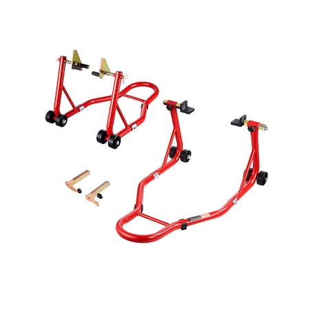 Vevor Motorcycle Front and Rear Stand Lift 850 lbs Spoolift Paddock Swingarm Arm Red TD-003-05FR(RE)