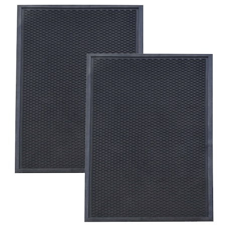 Amerihome 3 x 5 Foot Commercial Slotted Scraper Rubber Mat - 2 Pack, 2PK RMATSS35-2PK