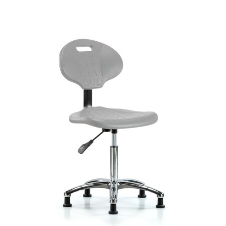 Blue Ridge Ergonomics Erie Polyurethane Chair Chrome - Medium Bench Height with Stationary Glides in Gray Polyurethane TPMBCH-CR-A0-NF-RG-GRY