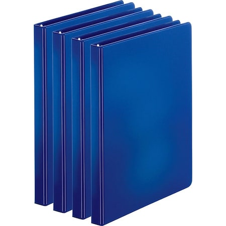 Business Source 0.5" Basic Binder, 125 Sheet Capacity, Round Ring, Blue, PK4 BSN28525BD