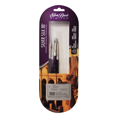 Silver Brush Silver Silk 88 Short Handle Stroke Brushes, 4-Piece Set SK-8109S