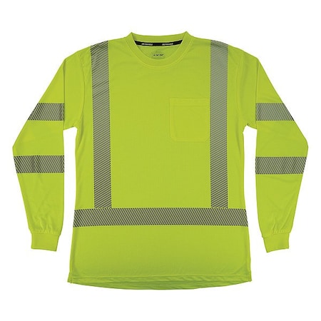 Ergodyne Hi-Vis Shirt, XL, Lime, Long Sleeve 22355