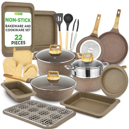 Nutrichef 22‑Piece Non‑Stick Ceramic Pots and Pans Set NCCW22MAR