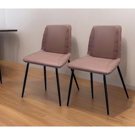 Homeroots Set of Two Brown and Black Upholstered Faux Leather Dining Side Chairs 535353