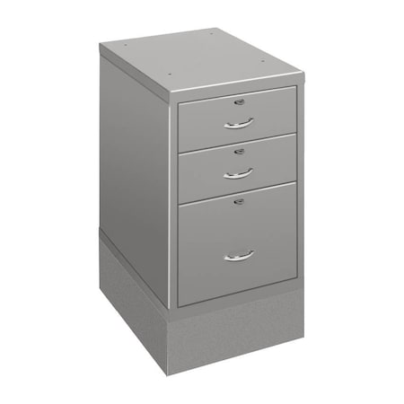 Pucel Pedestal Utility File Cabinet with Base, 18 in W x 24 in D x 32 in H, Gray DCF-1B