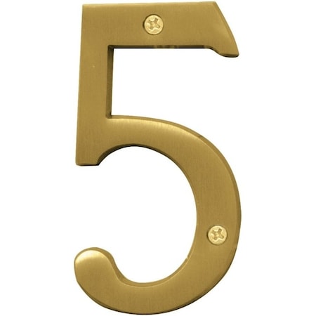 Hy-Ko Prestige Series House Number, Character: 5, 4 in H Character, Brass Character, Solid Brass BR-43BB/5