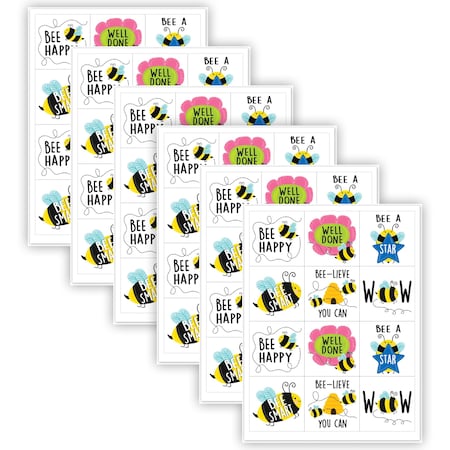 Creative Teaching Press Bees Rewards Stickers, 1-1/2'', 60-Piece Set, 6PK 10612
