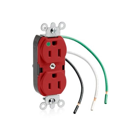 Leviton Heavy Duty Hospital Grade Duplex Receptacle, 15 Amp, 125 Volt 8200-LR