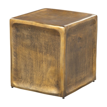 Homeroots Set of Two Black Silver And Antiqued Brass Aluminum Square Block End Tables 576789