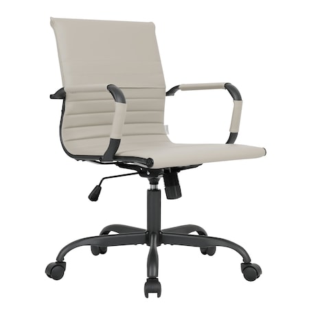 Leisuremod Harris Faux Leather Office Chair - Mid-Back Ergonomic Swivel Desk Chair, Iron Base HOBL19TL