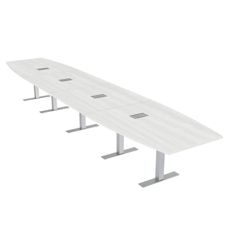 Skutchi Designs 18ft Boat Conference Table With Power | Harmony Series | 18 Person Meeting Room Table HAR-BOT-48X216-T-WA7976-ESIL