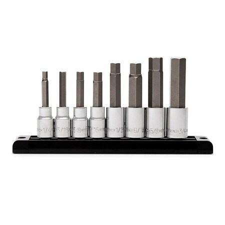 Gearwrench Mid Length Hex Bit Socket, SAE, 1/2 Dr, 8PC 82585