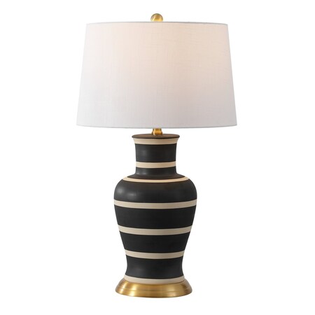 Jonathan Y Julian 29" Traditional Classic Ceramic Urn LED Table Lamp, Black/Beige JYL4026J