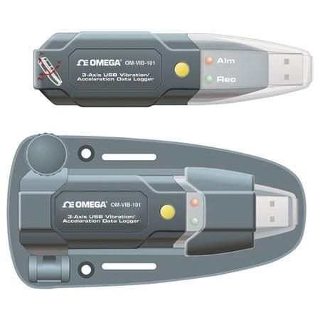 Omega Vibration/Acceleration Data Logger, 3 Measurements, Battery, 325K Samples, 0.05 s Sampling Rate, US OM-VIB-101