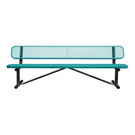 Leisure Craft Portable, Bench with Back, 8ft., Teal B8WBP-TEAL
