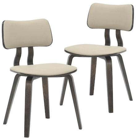Leisuremod Clivo Leather Dining Chair with Walnut Poplar Wood Frame, 2PK CDDW-18TP2