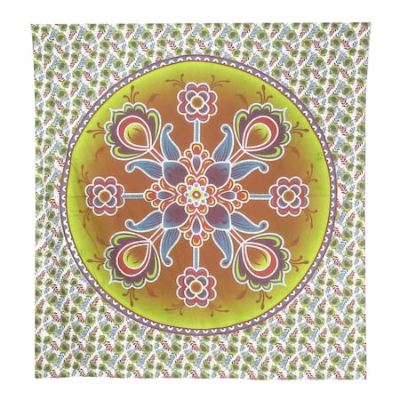 88" X 84" Green White And Yellow Floral Cotton Hanging Tapestry