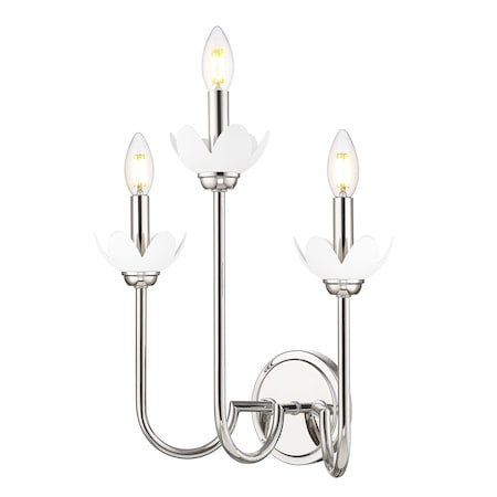 Z-Lite Allistair 3-Light Wall Sconce, 15 in W, Polished Nickel 352-3S-PN