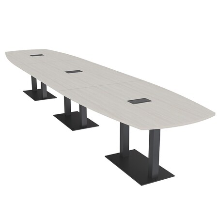 Skutchi Designs Arc Rectangle Meeting Room Table, 45 in W, 192 in L, Ivory HAR-AREC-48X192-DOU.BK-K458-EBLK