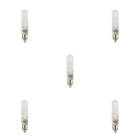 Bulbrite Halogen Dimmable 120V T4 Mini Bulbs, Frosted, Mini-Candelabra E11 Screw Base, 150W, 2900K, 5PK 860803
