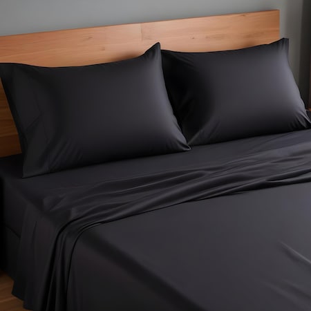 Simple Deluxe King Size 4 Piece Sheet Set, Lightweight Super Soft Easy Care Microfiber - Comfy Breathable, Coolin 3A37HKBSHEKING4BLK