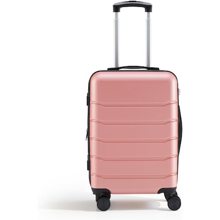 Simple Deluxe 20 Inch Hardside Carry On Luggage, Suitcase with Double Spinner Wheels and TSA Lock, Hard Shell Sui 3A88APLUGG20ABSPNK