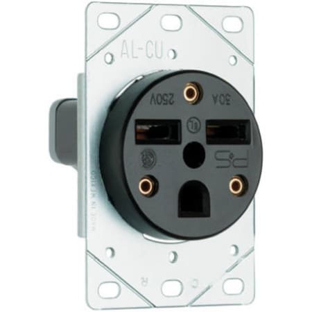 Legrand Straight Blade Receptacle, 6-30R, 30 A, 250V AC, 2 Pole, 3 Wire, Flush Mount, Grounded 3801CC6