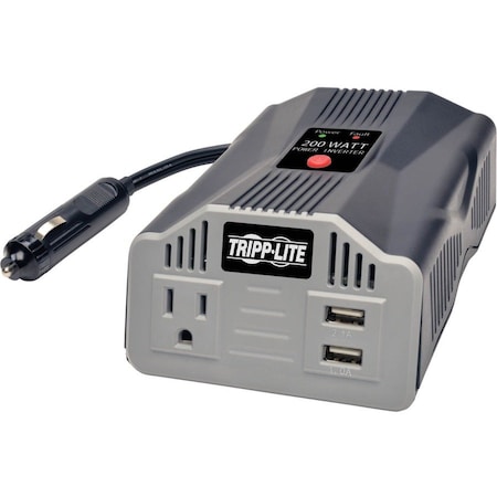 Eaton Tripp Lite Series 200W PowerVerter Ultra-Compact Car Inverter with Outlet and 2 USB Charging Ports PV200USB
