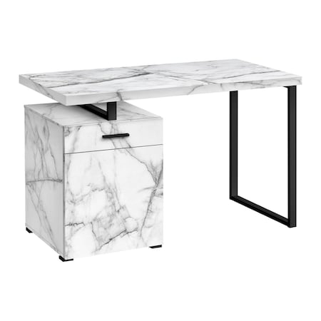 Homeroots 47" White and Black Wood and Metal Sled Computer Desk 489908