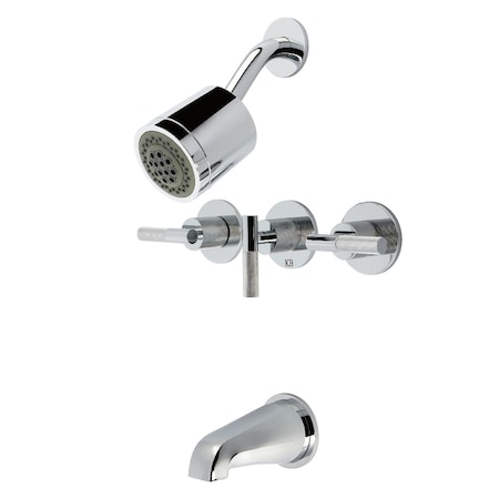 Kingston Brass Triple-Handle Tub and Shower Faucet with Knurled Handle, Polished Chrome KBX8131KNL