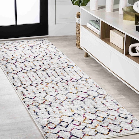 Jonathan Y Moroccan Hype Boho Vintage Diamond Cream/Multi 2 ft. x 8 ft. Runner Rug MOH101H-28