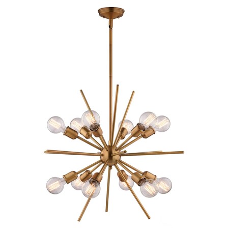 Vaxcel Estelle 12-Light 27.5 in W Brass Gold Mid-Century Modern Sputnik Pendant Ceiling Fixture P0228R