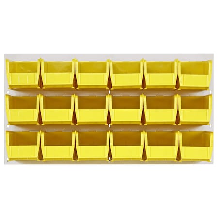 Quantum Storage Systems 36X19 HC LOUVERED PANEL W/18 BINS YELLOW QLP-3619HC-230-18YL