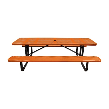 Leisure Craft 8' Standard Picnic Table, Perforated Metal, Portable, Orange T8XPP-PERF-ORANGE
