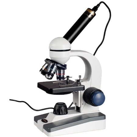 Amscope M150 Portable Student Monocular Compound Microscope 40X-400X w/LED and 1MP USB Eyepiece Camera M150-E