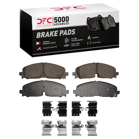 Dynamic Friction Co DFC 5000 Advanced Brake Pads - Ceramic and Hardware Kit 1551-2371-01