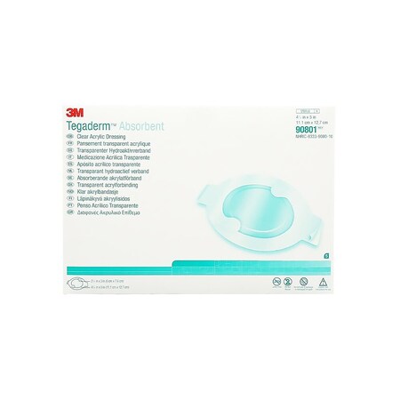 3M Tegaderm Absorbent Transparent Film Dressing 4-3/8 X 5 Inch Oval Sterile, 10PK 90801