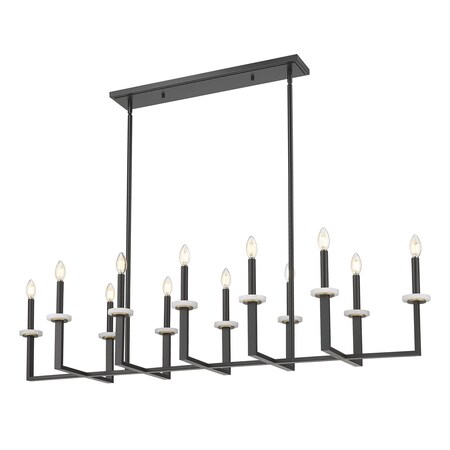 Z-Lite Gaultier Matte Black+Modern Gold 12 Light Linear Chandelier 6100-12L-MB