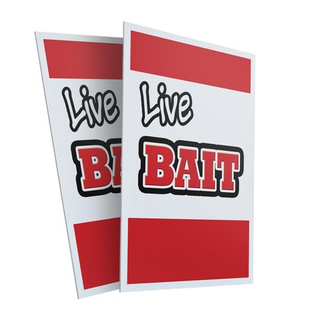 Signmission Live Bait, Plastic Signs Only 24 Inch x 36 Inch, Corrugated Plastic, 2PK CSB-2436-2PACK-Live Bait