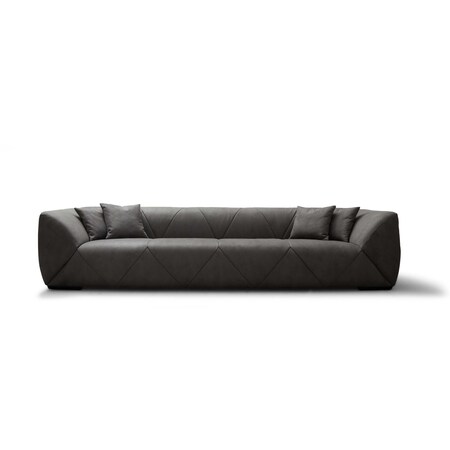 Homeroots 126" Dark Gray Nubuck Leather Sofa 719402
